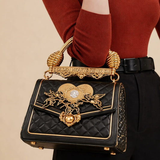 Golden Hearts Never Die Gold Bag