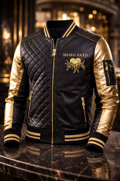 Golden Black Leather Jacket - Golden Hearts Never Die