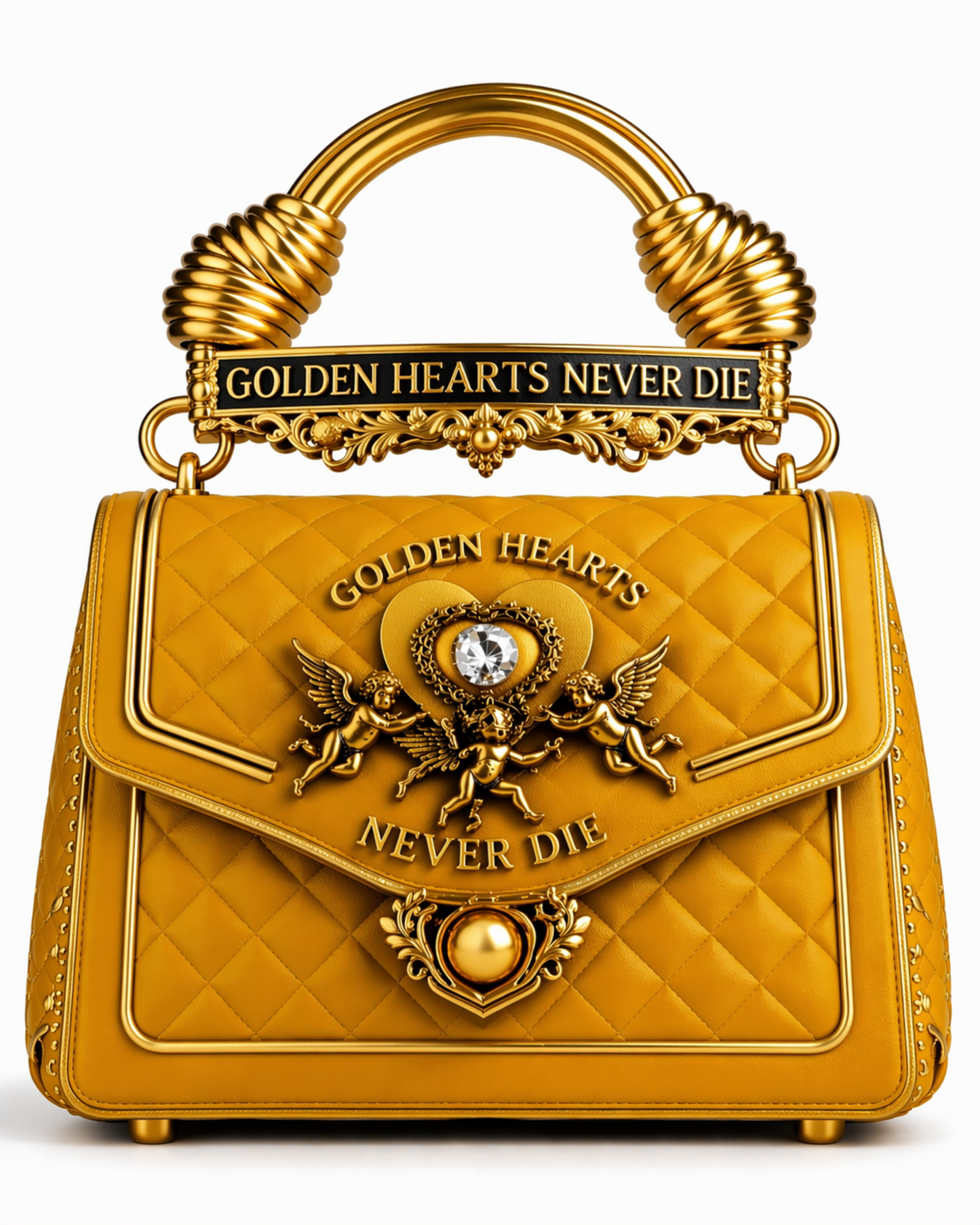 Golden Hearts Never Die Gold Luxury Bag