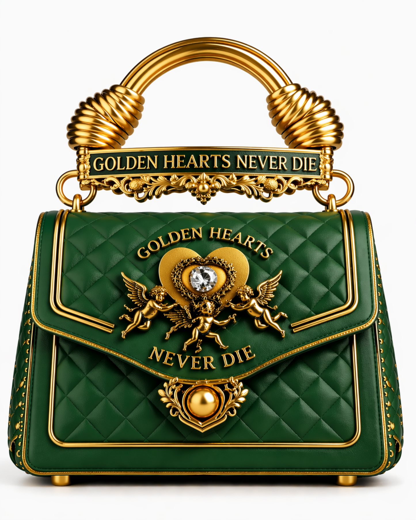 Golden Hearts Never Die Gold Luxury Bag
