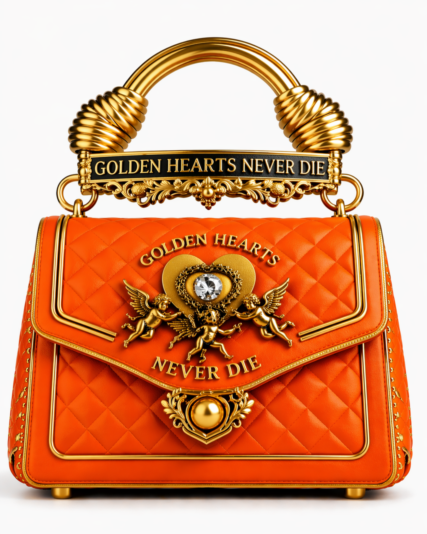 Golden Hearts Never Die Gold Luxury Bag