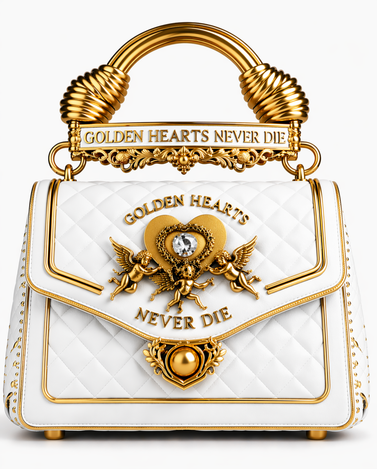 Golden Hearts Never Die Gold Luxury Bag