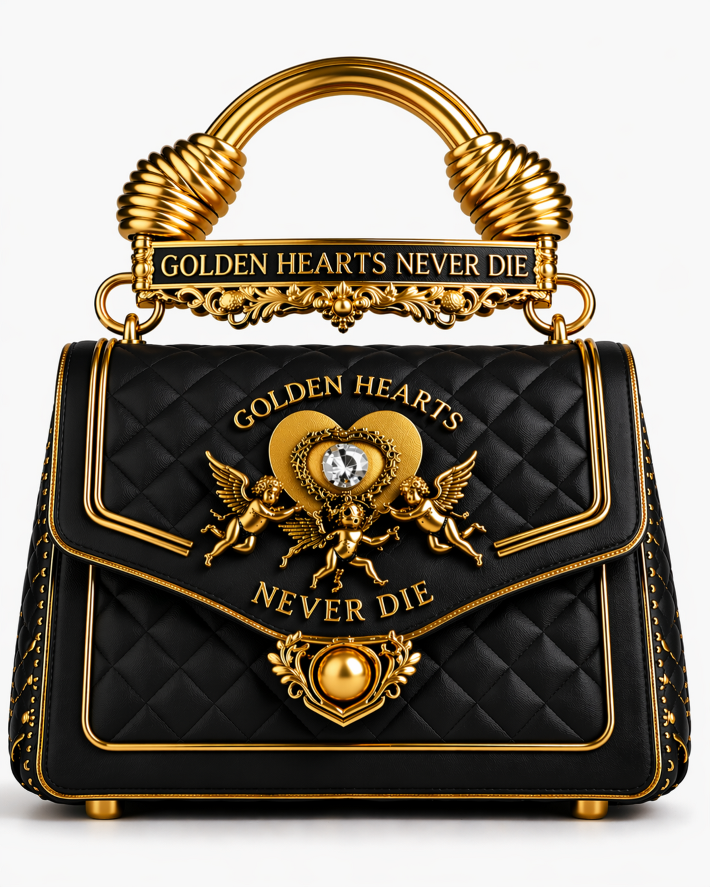 Golden Hearts Never Die Gold Luxury Bag