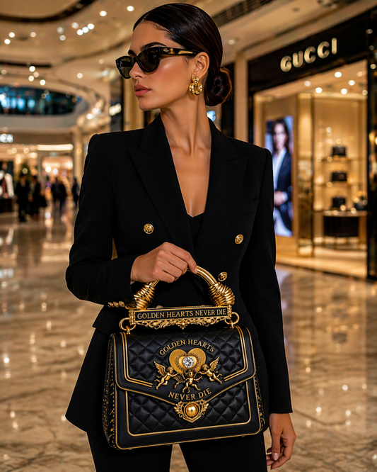 Golden Hearts Never Die Gold Luxury Bag