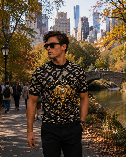 Golden Hearts Never Die -  Black/ Golden T-shirt