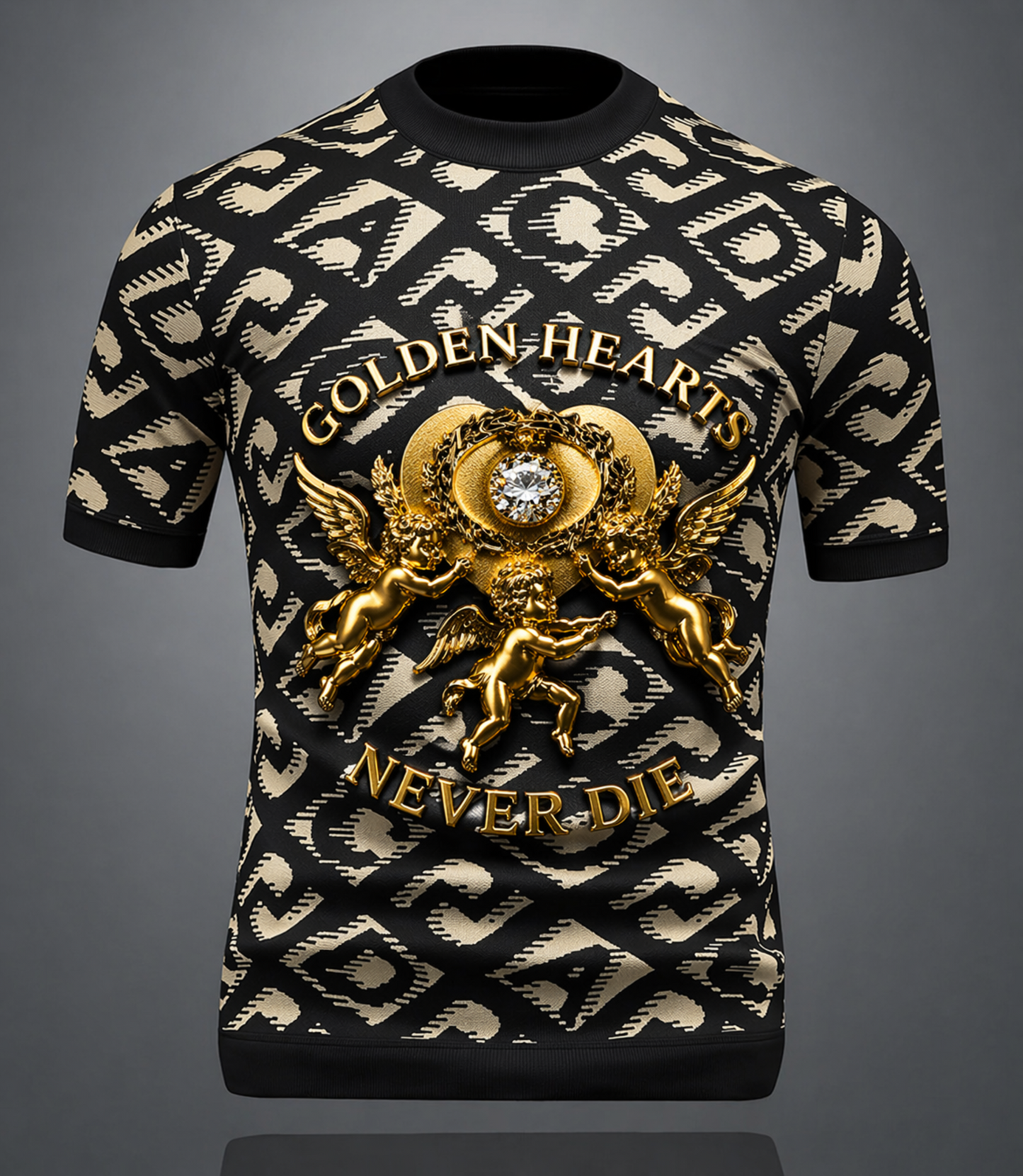 Golden Hearts Never Die -  Black/ Golden T-shirt